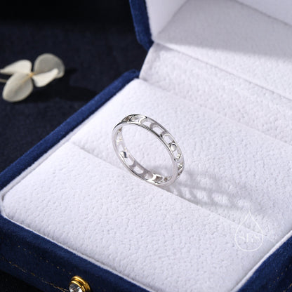 Sterling Silver Moon Phase Ring, US 5 6 7 8 Size,  Celestial Jewellery, Dainty and Delicate, Moon Ring