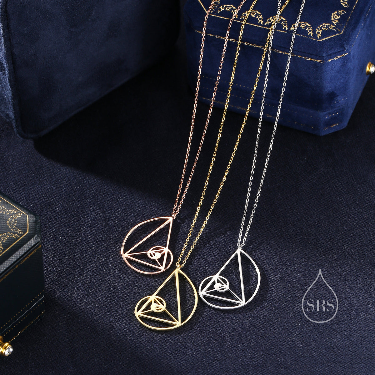 Fibonacci golden spiral Pendant Necklace in Sterling Silver, Silver Gold or Rose Gold. Golden Ratio Necklace.