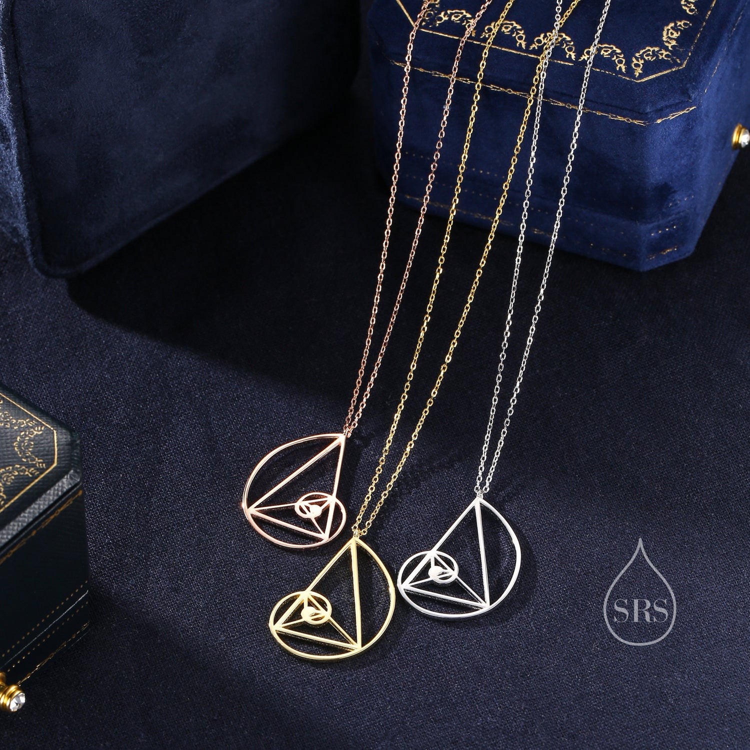 Fibonacci golden spiral Pendant Necklace in Sterling Silver, Silver Gold or Rose Gold. Golden Ratio Necklace.