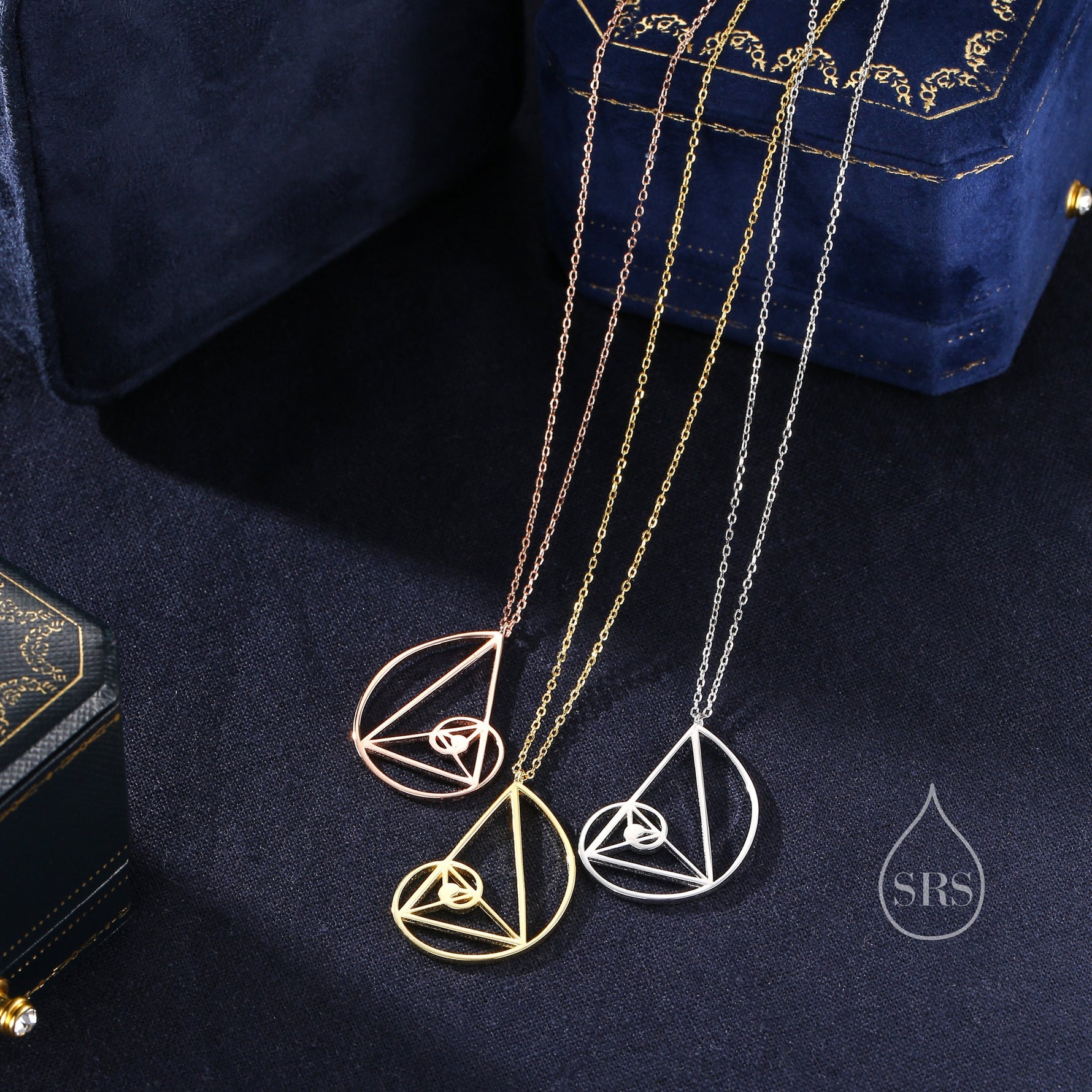 Fibonacci golden spiral Pendant Necklace in Sterling Silver, Silver Gold or Rose Gold. Golden Ratio Necklace.