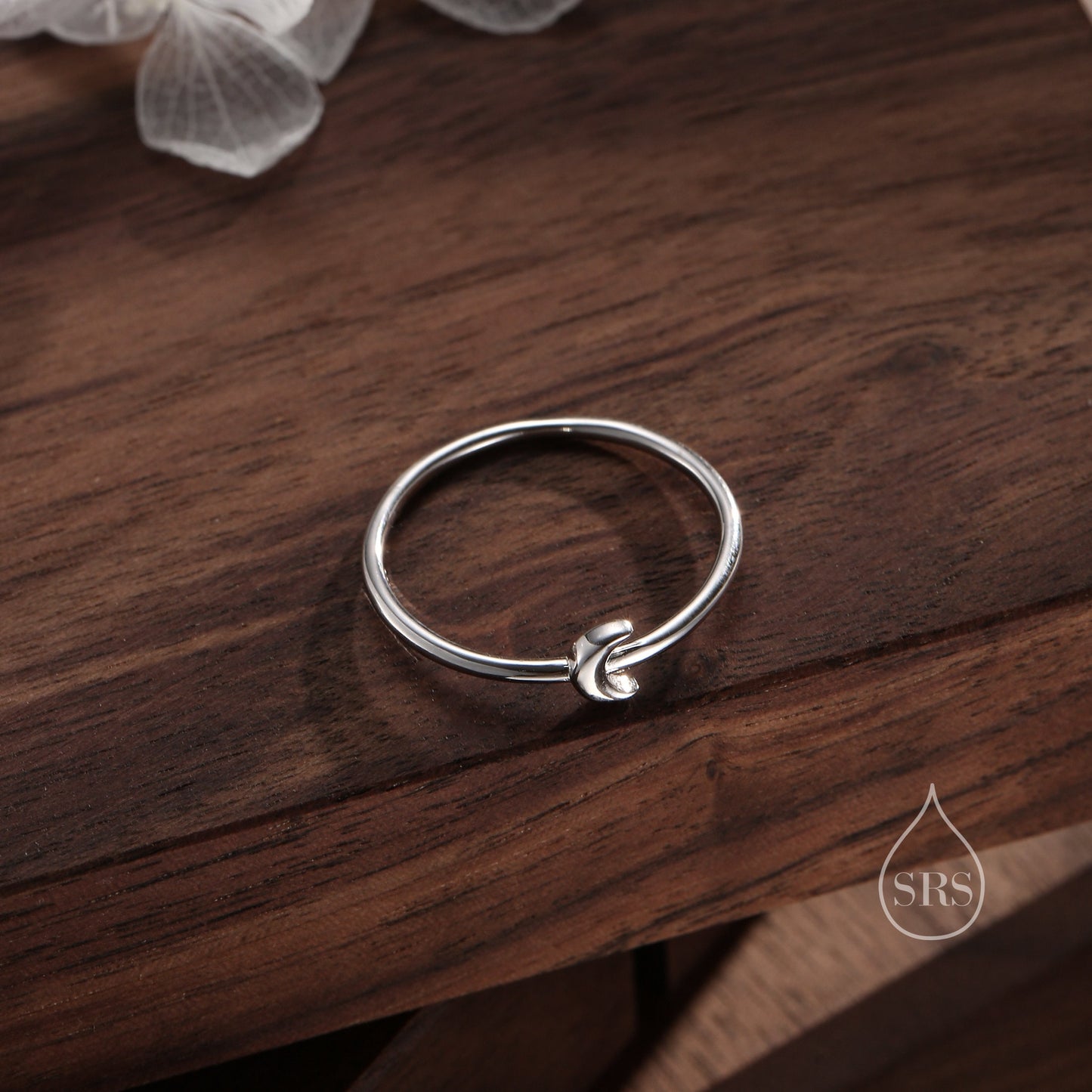 Extra Tiny Little Moon Skinny Ring in Sterling Silver, Single Moon Delicate Ring, Silver Moon Ring, Simple and Minimal
