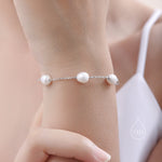 Sterling Silver Freshwater Pearl Bracelet, Silver or Gold, Genuine Fresh Water Baroque Pearls, Natural Keshi Pearl Bracelet, Ivory Pearls