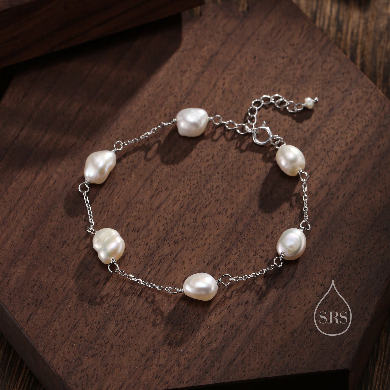 Sterling Silver Freshwater Pearl Bracelet, Silver or Gold, Genuine Fresh Water Baroque Pearls, Natural Keshi Pearl Bracelet, Ivory Pearls