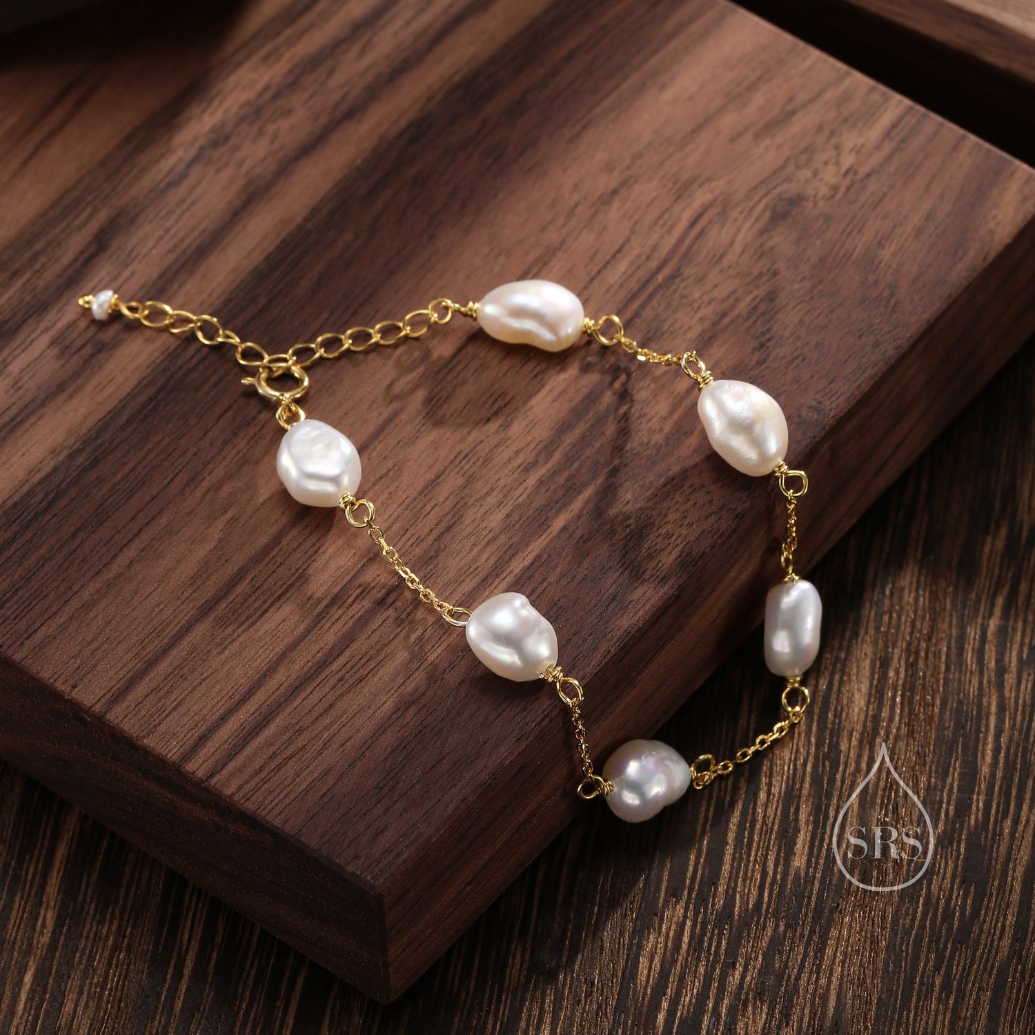 Sterling Silver Freshwater Pearl Bracelet, Silver or Gold, Genuine Fresh Water Baroque Pearls, Natural Keshi Pearl Bracelet, Ivory Pearls