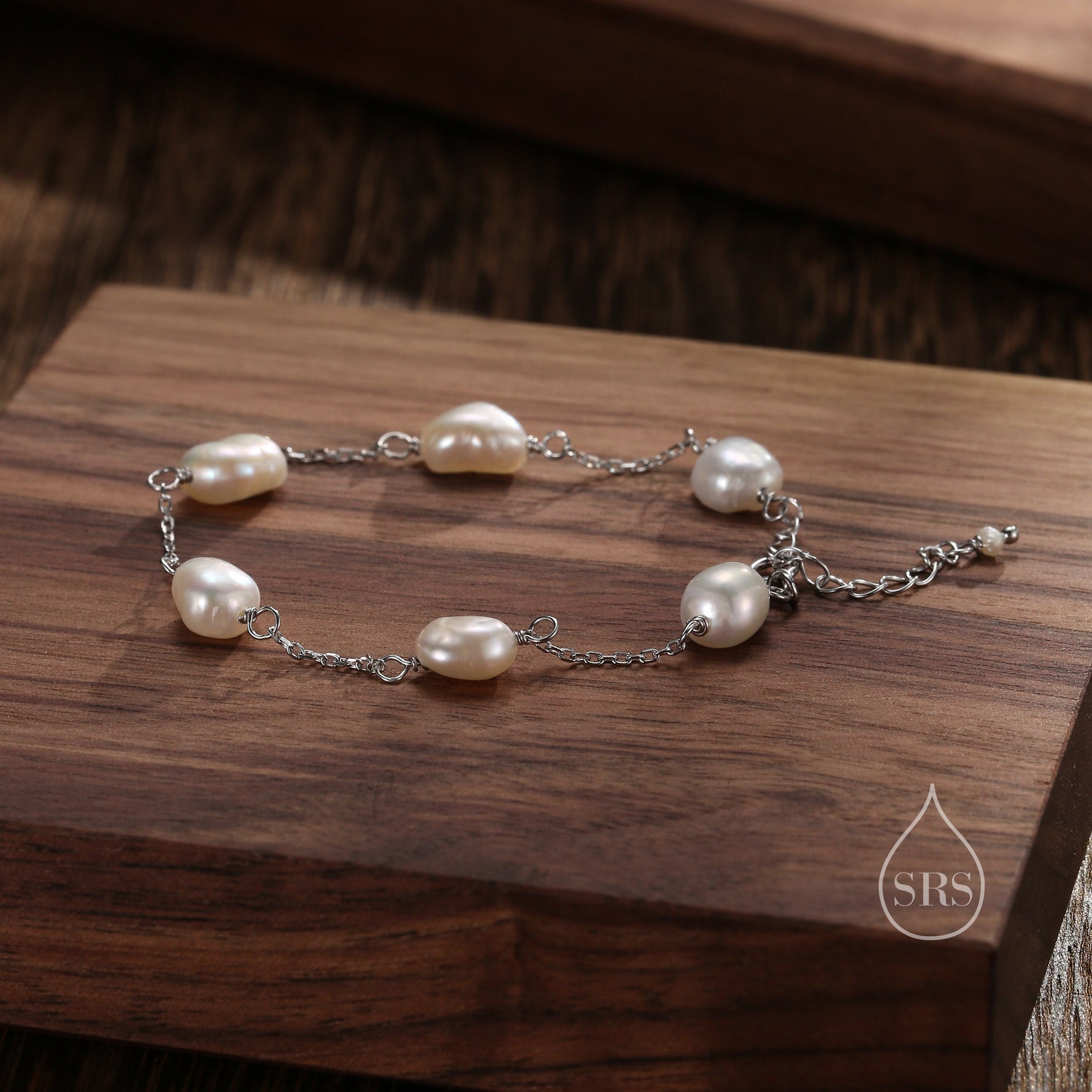 Sterling Silver Freshwater Pearl Bracelet, Silver or Gold, Genuine Fresh Water Baroque Pearls, Natural Keshi Pearl Bracelet, Ivory Pearls