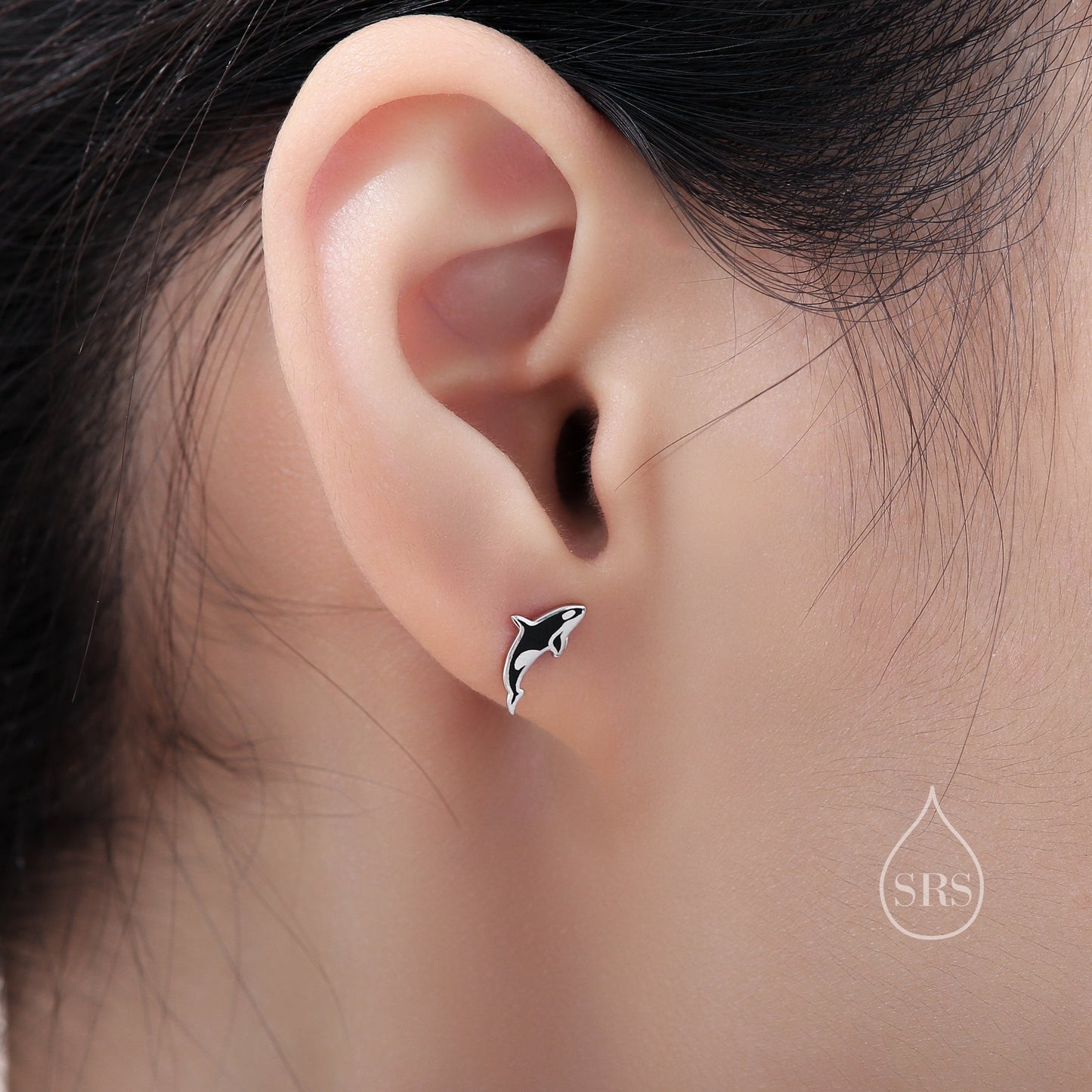 Killer Whale Stud Earrings in Sterling Silver, Fish Earrings, Ocean Theme Stud, Cute Dainty Minimal Jewellery