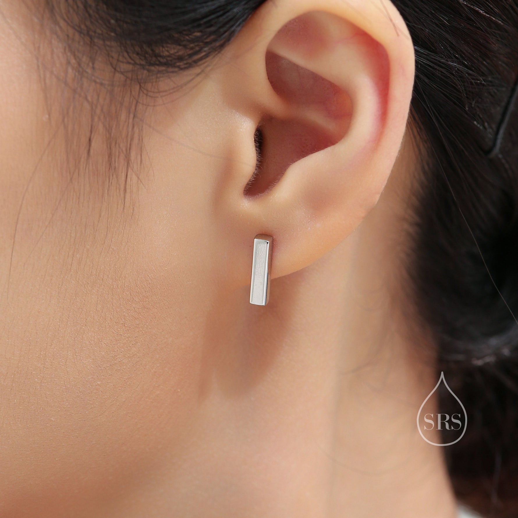 Chunky Geometric 12MM Bar Stud Earrings in Sterling Silver, Polished or Textured, Chunky Bar Earrings