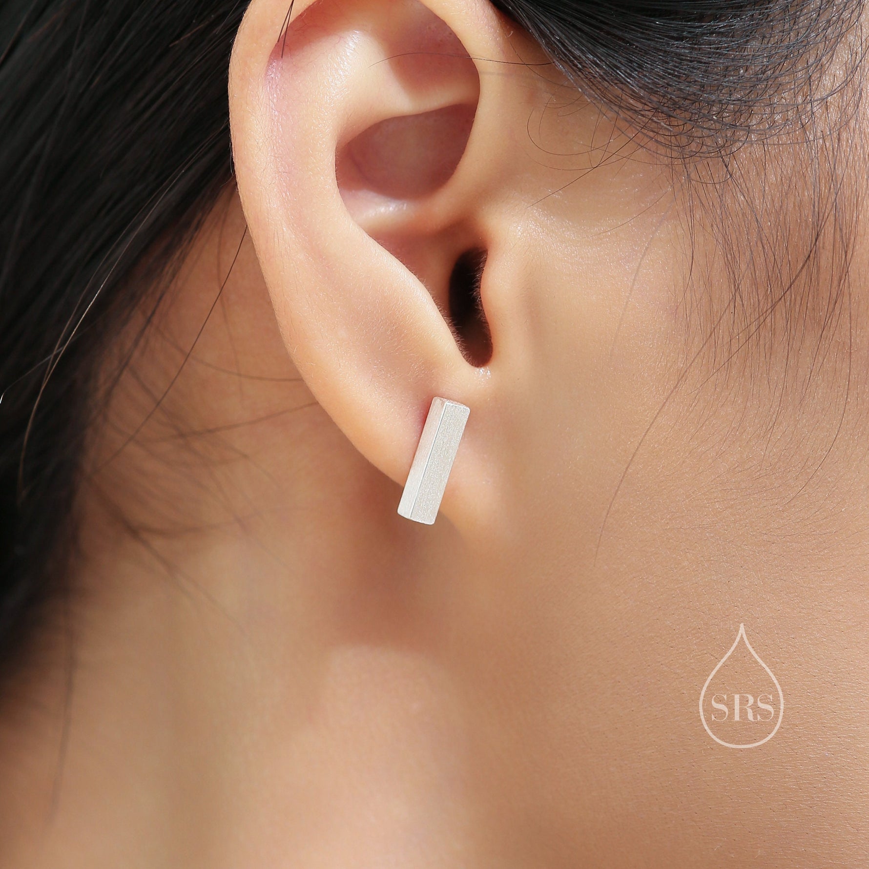 Chunky Geometric 12MM Bar Stud Earrings in Sterling Silver, Polished or Textured, Chunky Bar Earrings