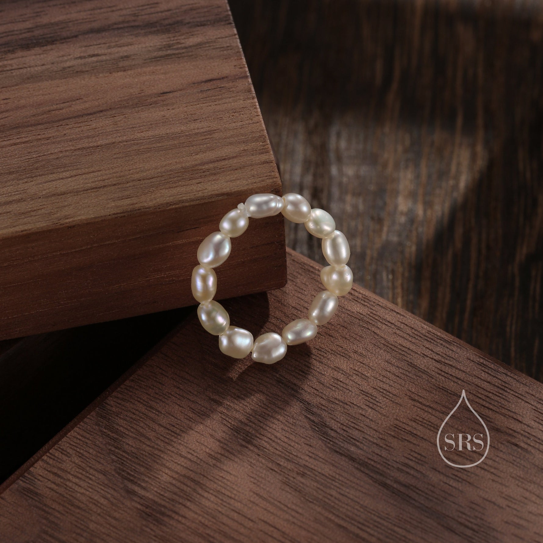 Baroque Pearl Elastic Ring, Genuine Fresh Water Pearls, Natural Pearl Ring, Keshi Pearl Ring, Infinity Ring