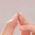Pair of Star Huggie Hoop Earrings in Sterling Silver, Dangle Star Hoops, Celestial Earrings, Silver, Gold or Rose Gold