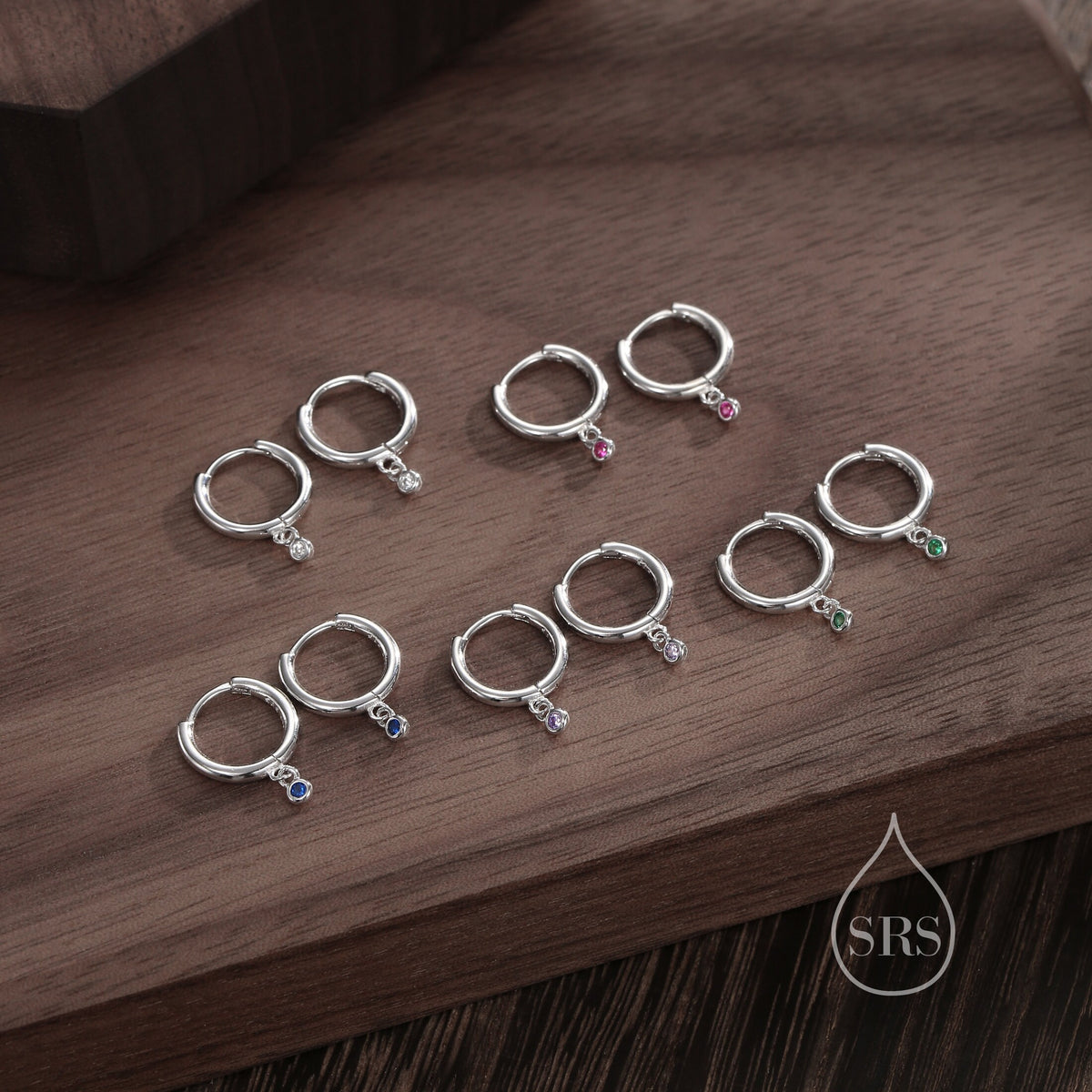 2mm Amethyst Purple Huggie Hoop Earrings in Sterling Silver, Silver or Gold, Extra Tiny CZ Hoops