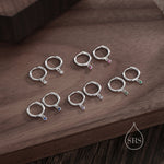 2mm Amethyst Purple Huggie Hoop Earrings in Sterling Silver, Silver or Gold, Extra Tiny CZ Hoops