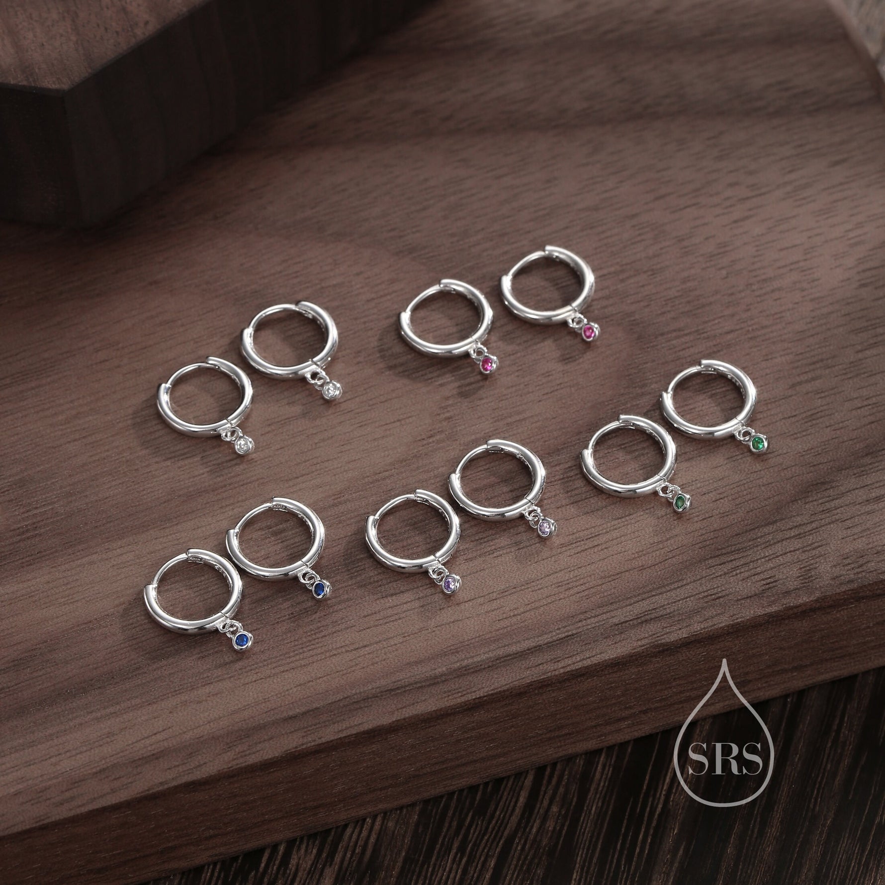 2mm Amethyst Purple Huggie Hoop Earrings in Sterling Silver, Silver or Gold, Extra Tiny CZ Hoops