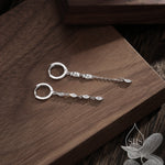 Asymmetric Marquise CZ Dangle Huggie Hoop Earrings in Sterling Silver, Silver or Gold, Geometric Hoop Earrings, Clear CZ Mismatched Design