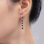 CZ Chain Dangle Huggie Hoop Earrings in Sterling Silver, Silver or Gold, CZ Drop Hoops, Geometric Hoop Earrings