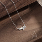 Forget Me Not Flower Trio Pendant Necklace