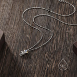 Astronaut Pendant Necklace in Sterling Silver with Lab Moonstone, Spaceman Holding Star Necklace, Space Planet Celestial Jewellery