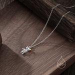 Astronaut Pendant Necklace in Sterling Silver with Lab Moonstone, Spaceman Holding Star Necklace, Space Planet Celestial Jewellery