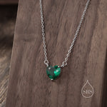 Emerald Green CZ Heart Charm Necklace