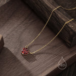 Garnet Red CZ Heart Pendant Necklace in Sterling Silver, Silver or Gold, Heart Necklace, Sparkly CZ Necklace, January Birthstone
