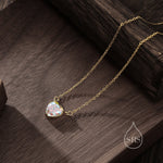 Aurora AB CZ Heart Pendant Necklace in Sterling Silver, Silver or Gold, Heart Necklace, Sparkly CZ Necklace