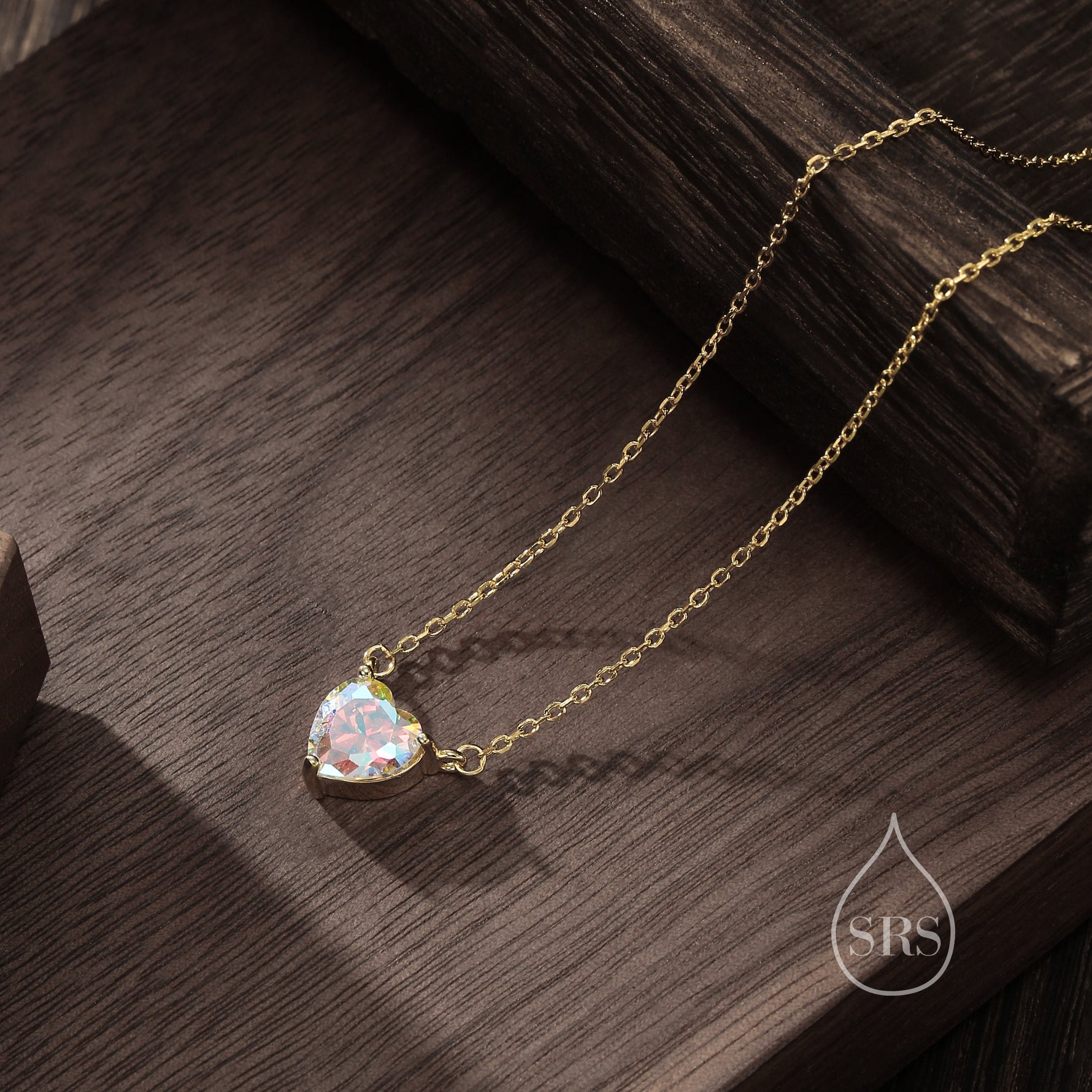 Aurora CZ Heart Charm Necklace