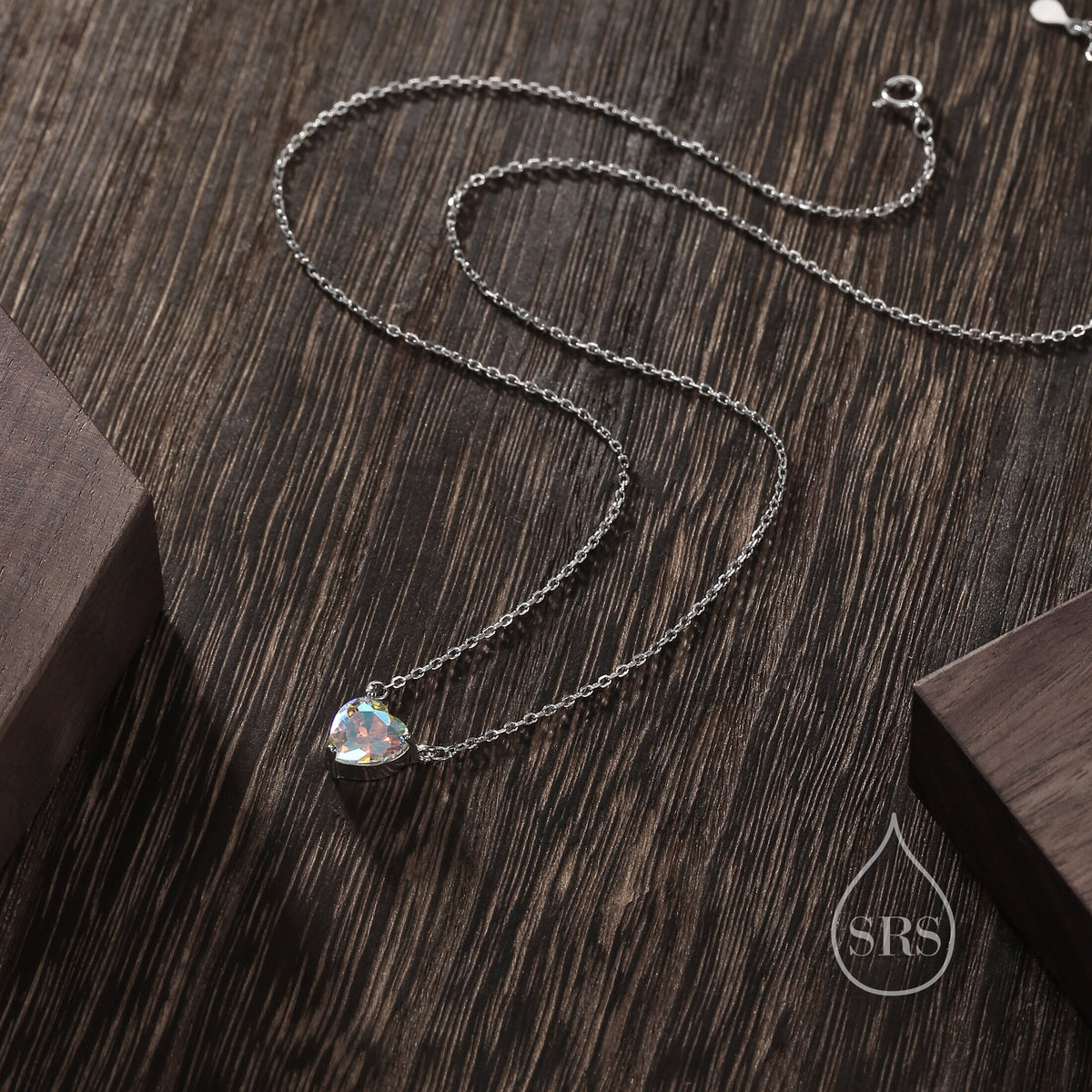 Aurora CZ Heart Charm Necklace