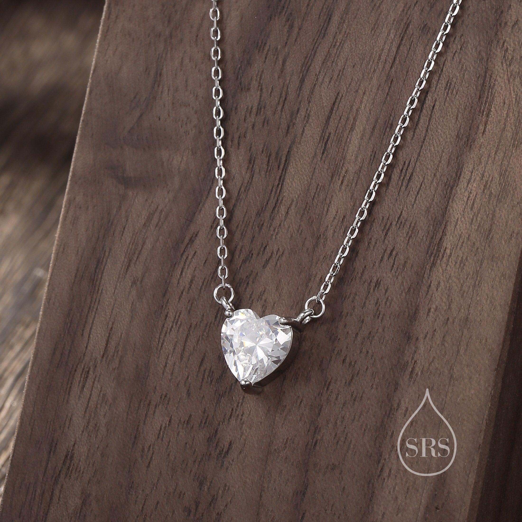 Clear CZ Heart Charm Necklace – Silver Rain Silver