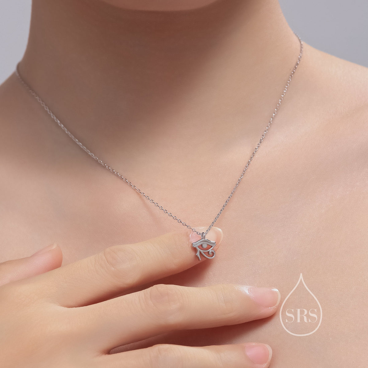 Tiny Eye of Horus Pendant Necklace in Sterling Silver, Silver or Gold, Ancient Egypt Inspired Necklace, Egyptian Eye Necklace