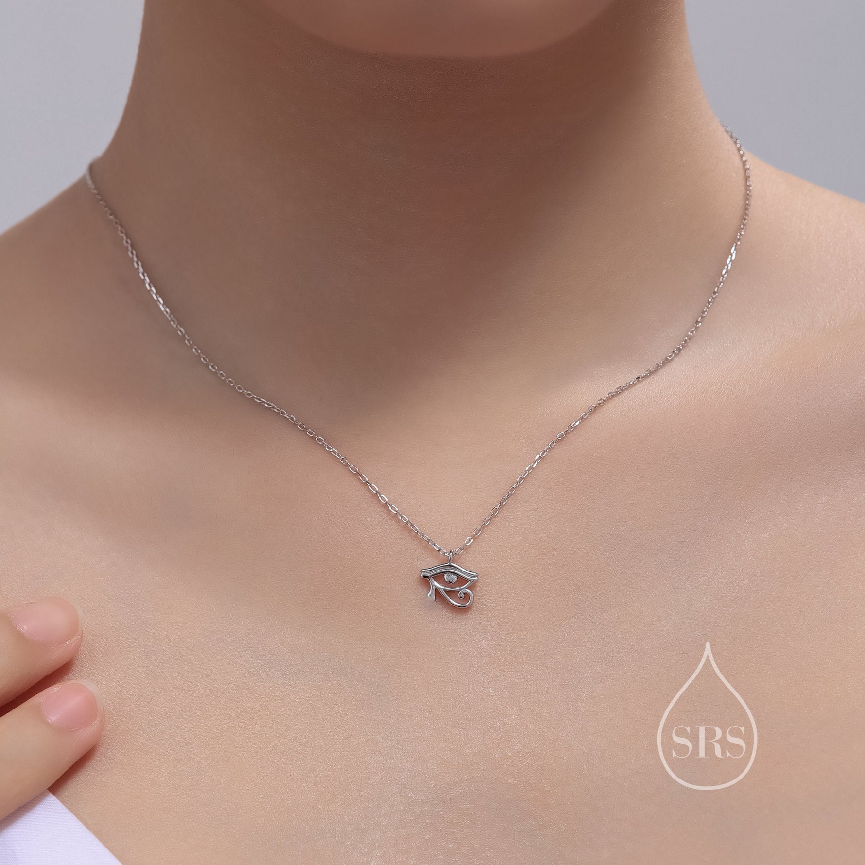 Tiny Eye of Horus Pendant Necklace in Sterling Silver, Silver or Gold, Ancient Egypt Inspired Necklace, Egyptian Eye Necklace