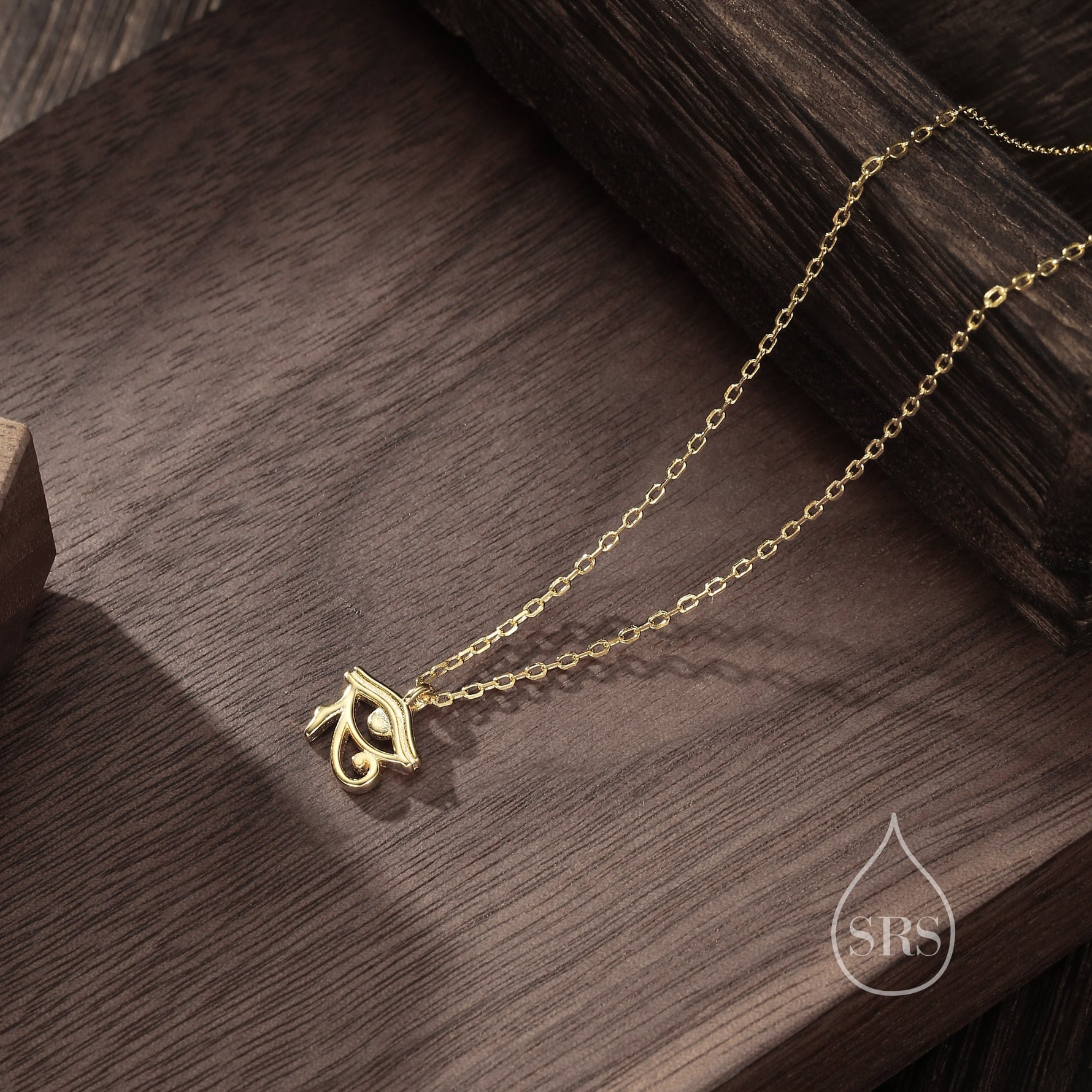 Tiny Eye of Horus Pendant Necklace in Sterling Silver, Silver or Gold, Ancient Egypt Inspired Necklace, Egyptian Eye Necklace