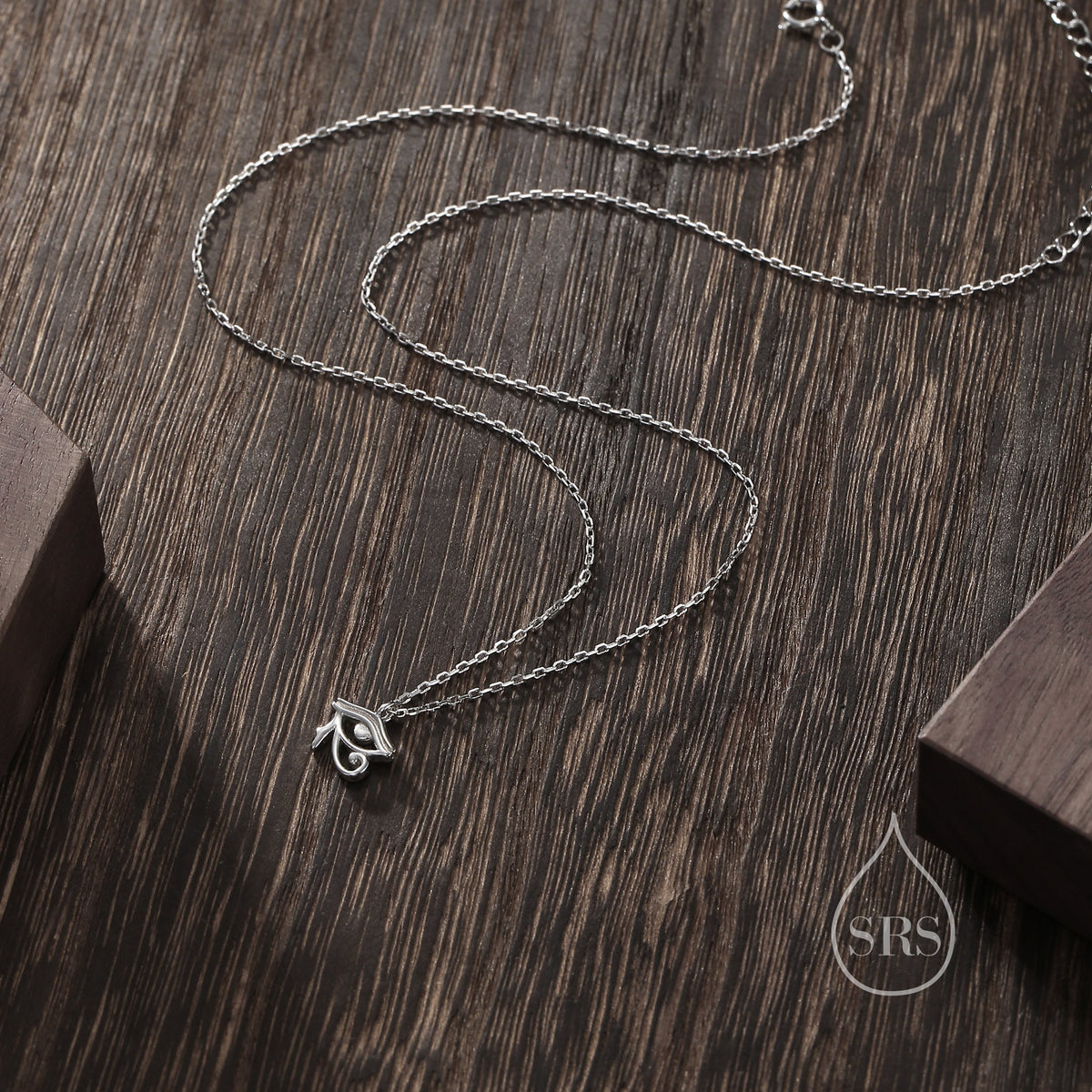 Tiny Eye of Horus Pendant Necklace in Sterling Silver, Silver or Gold, Ancient Egypt Inspired Necklace, Egyptian Eye Necklace