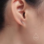 Sterling Silver Curved Bar Screw Back Earrings, Silver, Rose gold and Gold, Delicate and Dainty Geometric Jewellery