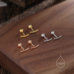 Sterling Silver Curved Bar Screw Back Earrings, Silver, Rose gold and Gold, Delicate and Dainty Geometric Jewellery
