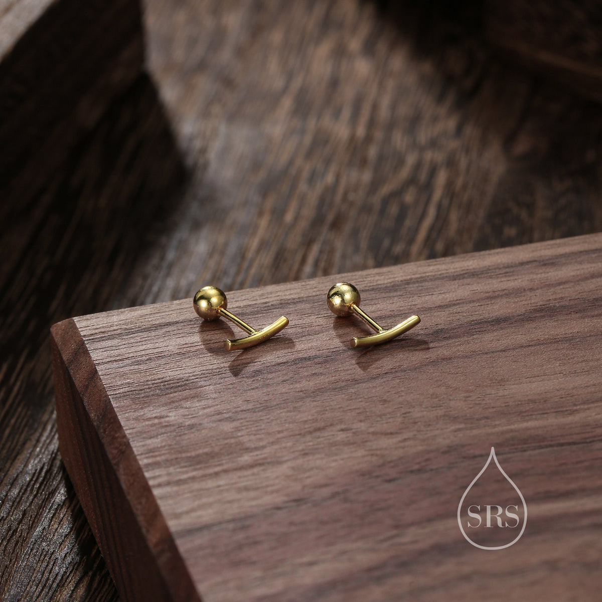 Sterling Silver Curved Bar Screw Back Earrings, Silver, Rose gold and Gold, Delicate and Dainty Geometric Jewellery