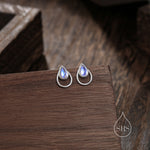 Moonstone Double Droplet Stud Earrings