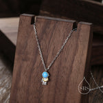 Best Friends Blue Opal Astronaut Pendant Necklace