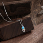 Best Friends Blue Opal Astronaut Pendant Necklace