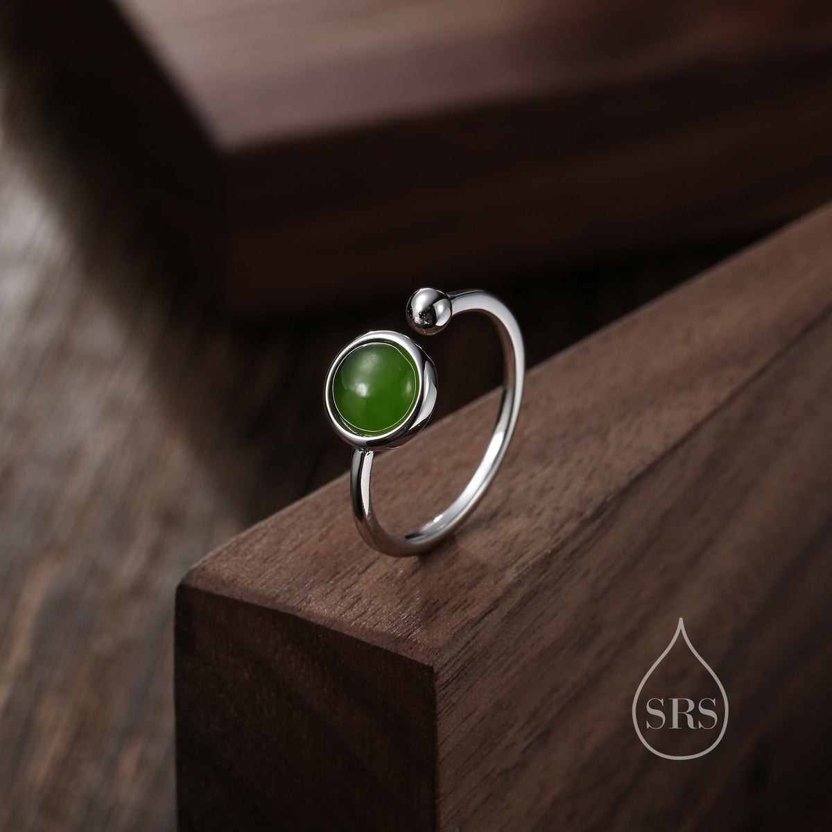 Green Jasper Jade Open Ring