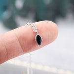 Extra Tiny Black Marquise CZ Necklace in Sterling Silver, Silver or Gold, Single Marquise Necklace, Diamond CZ, Black Diamond CZ Necklace