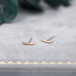 Sterling Silver Curved Bar Stud Earrings, Rose gold and Gold, Delicate and Dainty Geometric Jewellery