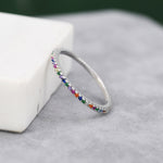 Skinny Rainbow CZ Pavé Eternity Ring