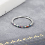Skinny Rainbow CZ Pavé Eternity Ring