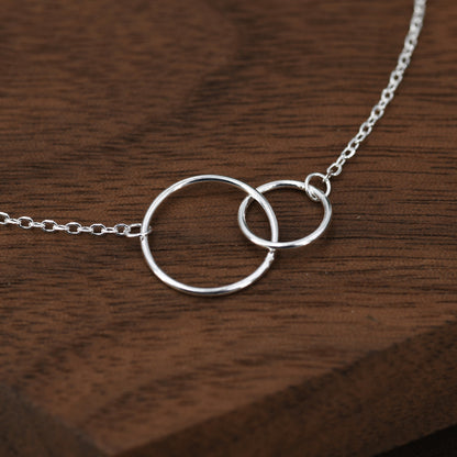 Sterling Silver Double Circle Bracelet, Silver Linked Circle Bracelet, Interlinking Circle Bracelet, Open Circle Bracelet, Sisters Bracelet