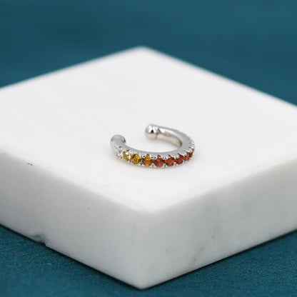 Gradient Colour Ear Cuff in Sterling Silver, Ombre Ear Cuff, Simple Piercing Free Earrings, Minimalist Ear Cuff,