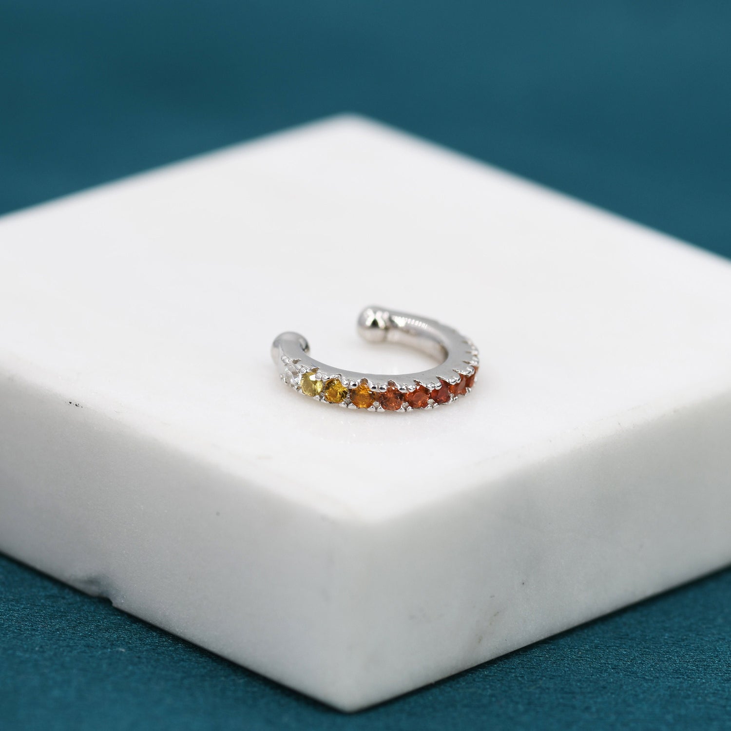 Gradient Colour Ear Cuff in Sterling Silver, Ombre Ear Cuff, Simple Piercing Free Earrings, Minimalist Ear Cuff,