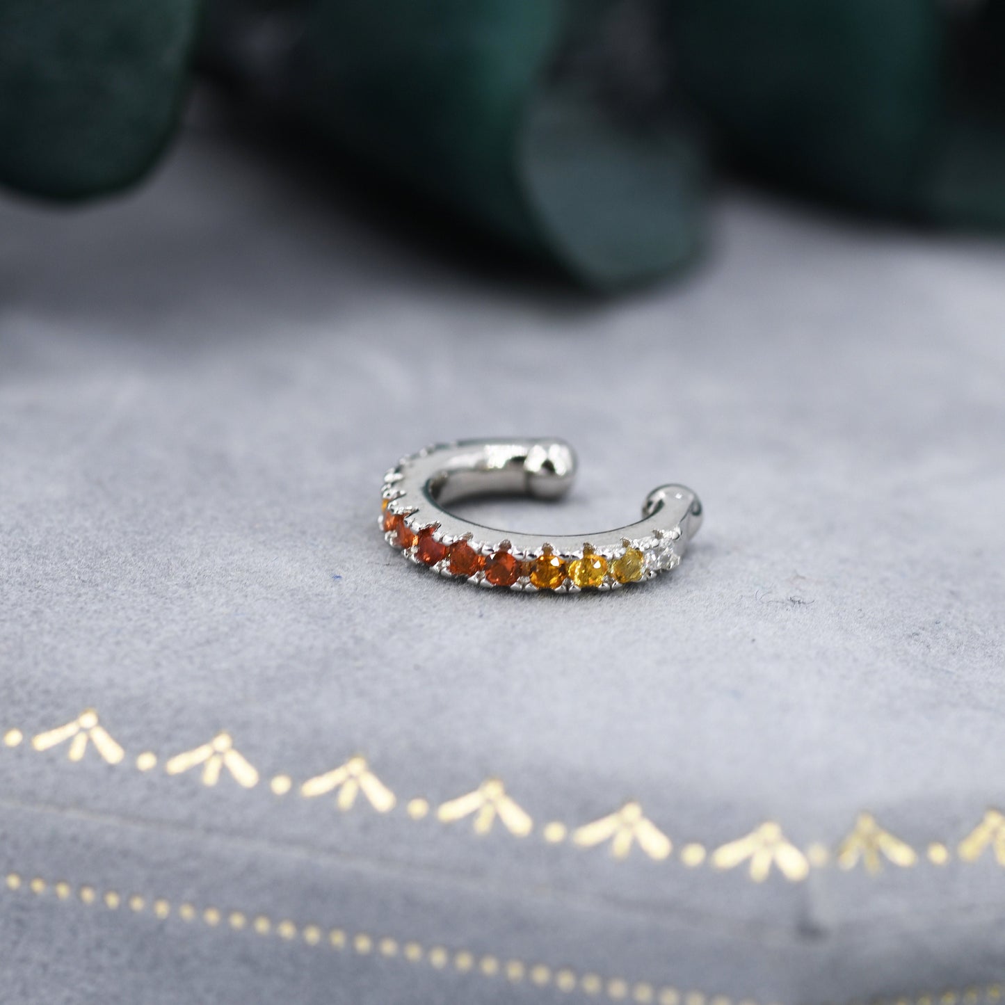 Gradient Colour Ear Cuff in Sterling Silver, Ombre Ear Cuff, Simple Piercing Free Earrings, Minimalist Ear Cuff,