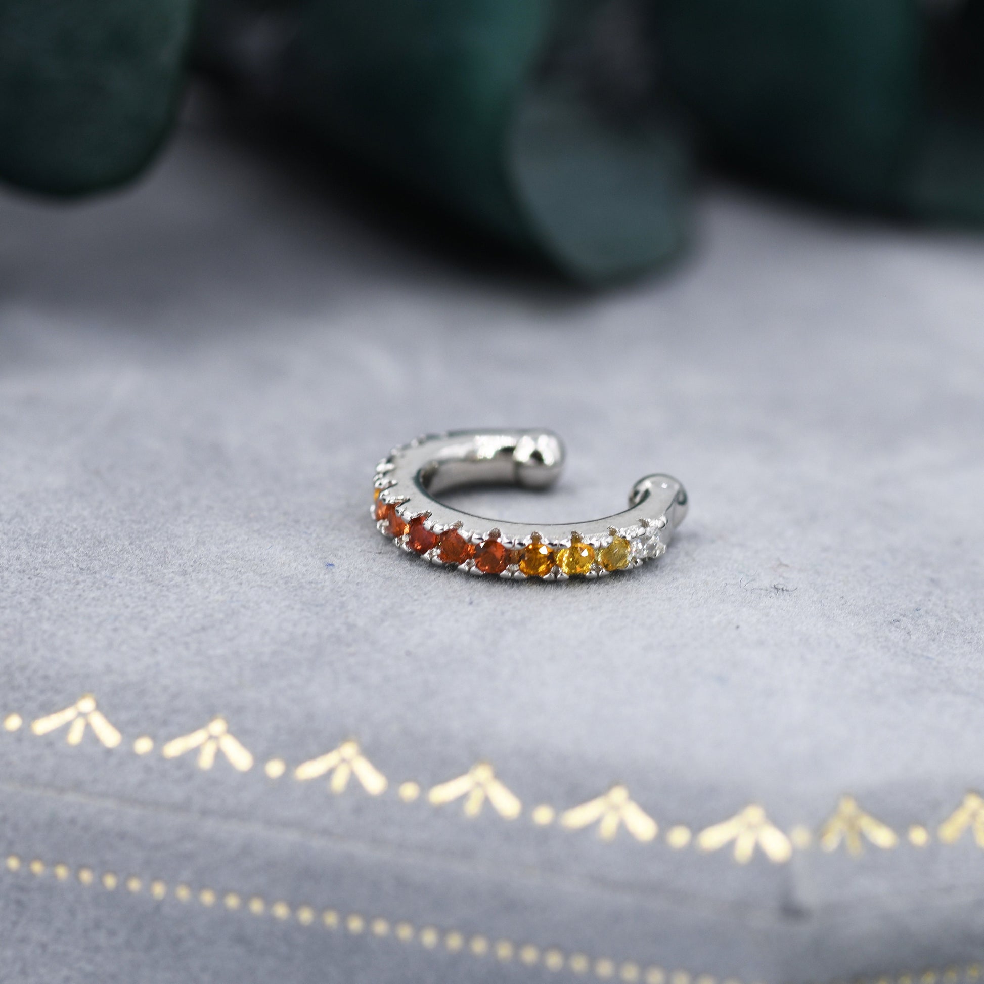 Gradient Colour Ear Cuff in Sterling Silver, Ombre Ear Cuff, Simple Piercing Free Earrings, Minimalist Ear Cuff,