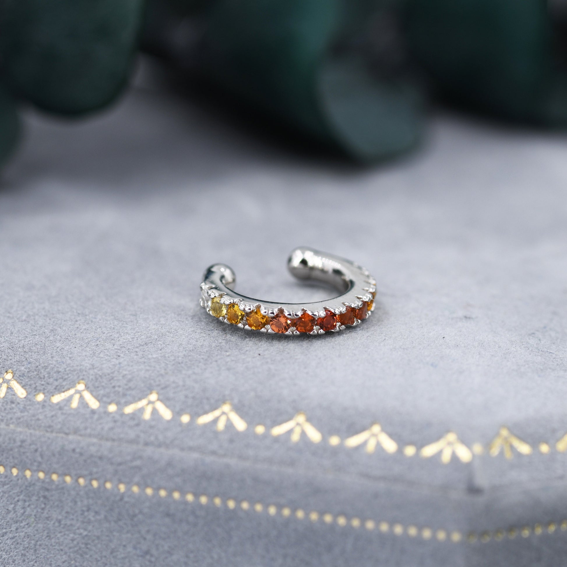 Gradient Colour Ear Cuff in Sterling Silver, Ombre Ear Cuff, Simple Piercing Free Earrings, Minimalist Ear Cuff,