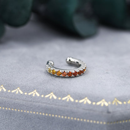 Gradient Colour Ear Cuff in Sterling Silver, Ombre Ear Cuff, Simple Piercing Free Earrings, Minimalist Ear Cuff,